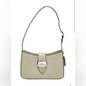 Coach Light Green Textured Shoulder Bag Silver Hardware